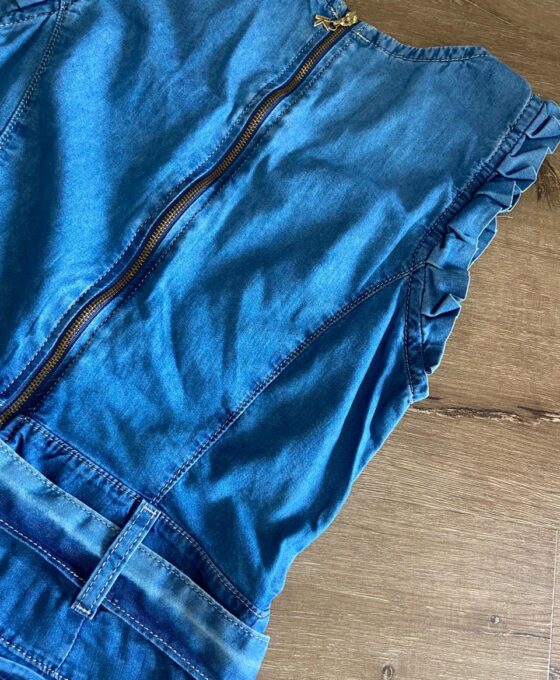 Macacão Jeans Longo Feminino Com Cinto - Klepton - Chiaro di Luna